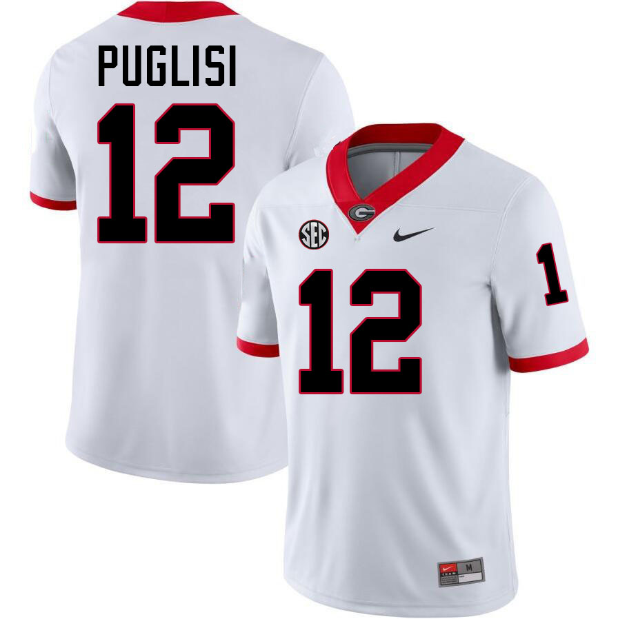 #12 Ryan Puglisi UGA Jersey,University Of Georgia Bulldogs Football Jersey,Uniforms,Gears-White #12 Ryan Puglisi UGA Jersey,University Of Georgia Bulldogs Football Jersey,Uniforms,Gears-White